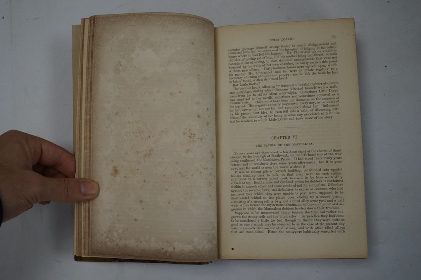 Dickens, Charles - Little Dorrit. First Edition. pictorial engraved and printed titles, frontis and 38 other plates (by H.K. Browne); (?) later 19th century gilt ruled half calf and marbled boards, gilt decorated panelle